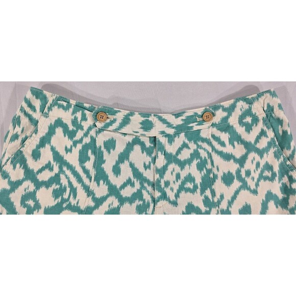 Ann Taylor LOFT Womens Shorts Linen Cotton Pockets Ikat Natural Green Size 12 - Picture 5 of 11
